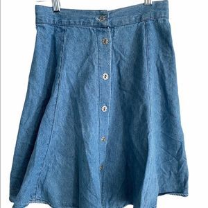 Vintage Roper light wash button up denim jean skirt size small